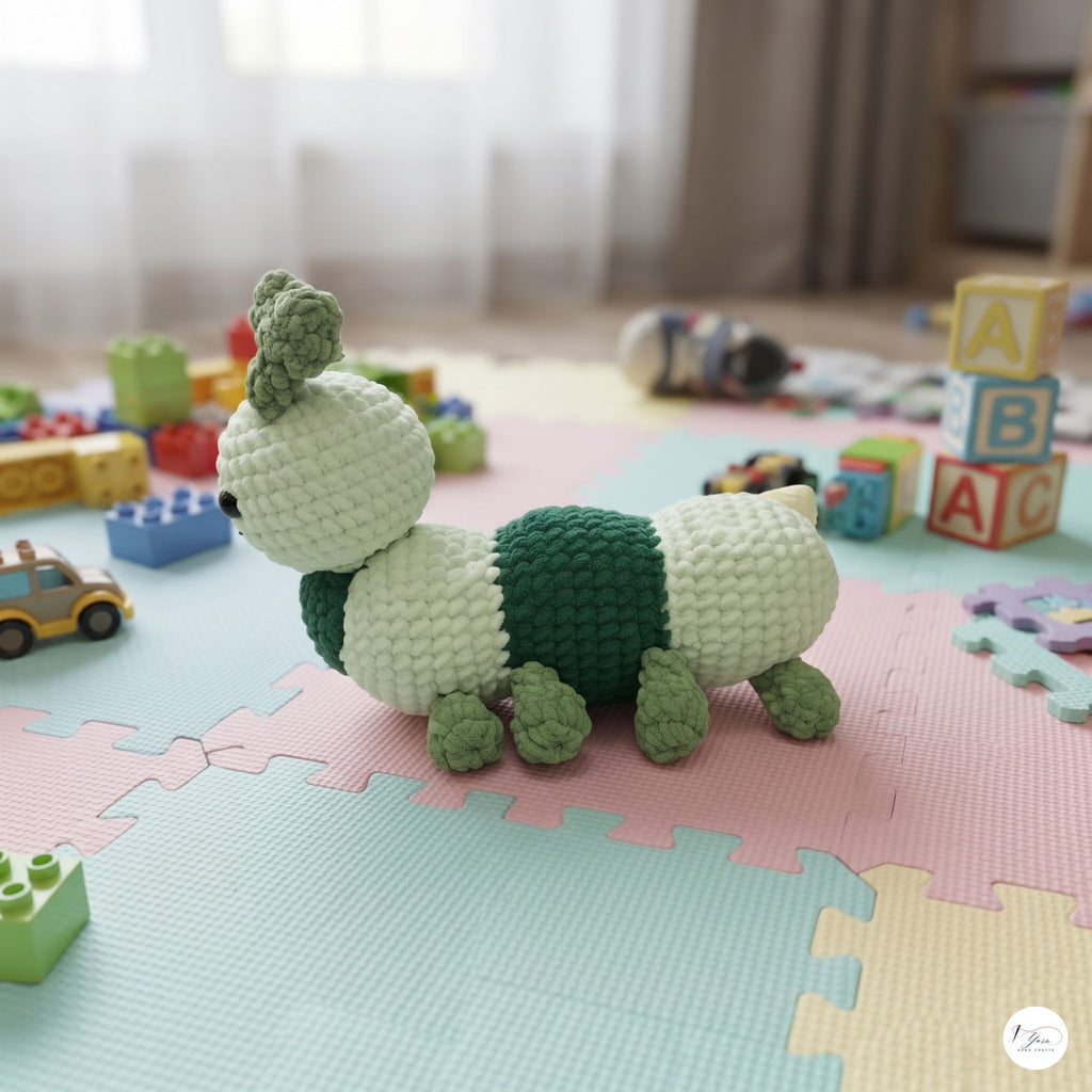 Crochet Caterpillar Plush, Handmade Green Amigurumi Bug, Soft Stuffed Insect Toy, Caterpillar Lover Gift, Nursery Decor
