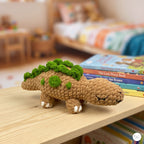 Handmade Crochet Stegosaurus Plush, Brown Green Amigurumi Dinosaur, Soft Dino Stuffed Animal, Dinosaur Lover Gift, Nursery Decor