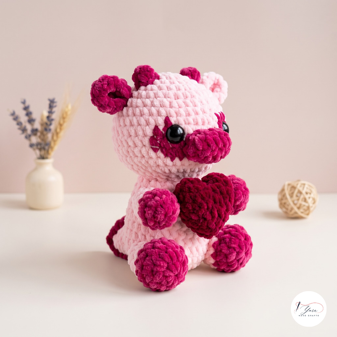 Valentine Cow Crochet Pattern PDF, Heart Cow Amigurumi Plush