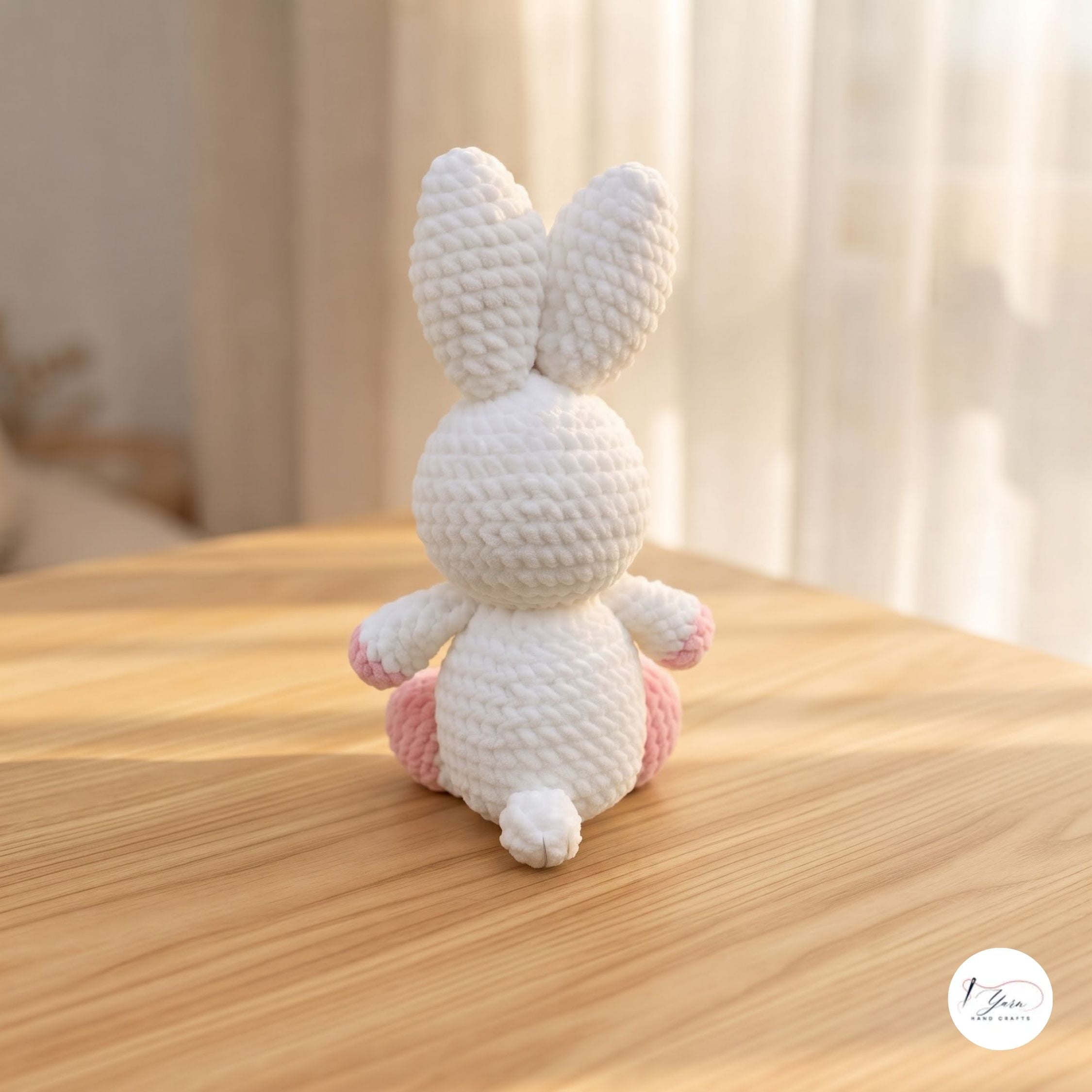 Handmade Crochet Bunny Plush, White Pink Amigurumi Rabbit, Soft Stuffed Animal, Easter Bunny Gift, Cute Nursery Decor