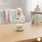 Crochet Bunny Plush with Pink Bow, Handmade White Amigurumi Rabbit, Soft Chenille Stuffed Animal, Easter Gift, Nursery Decor