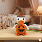 Handmade Halloween Duck Plush, Crochet Pumpkin Duck with Witch Hat, Amigurumi Stuffed Animal, Spooky Cute Fall Decor, Duck Lover Gift
