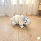 Crochet Triceratops Plush, Handmade Sleeping Dinosaur Amigurumi, Soft Chenille Dino Stuffed Animal, Nursery Decor, Dino Lover Gift