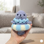 Crochet Seal Plush with Floatie, Handmade Amigurumi Sea Animal, Soft Ocean Stuffed Toy, Seal Lover Gift, Nursery Decor