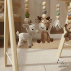 Handmade Custom Baby Gym, Wooden Montessori Play Gym with Crochet Forest Animals, Neutral Nursery Decor, Baby Shower Gift