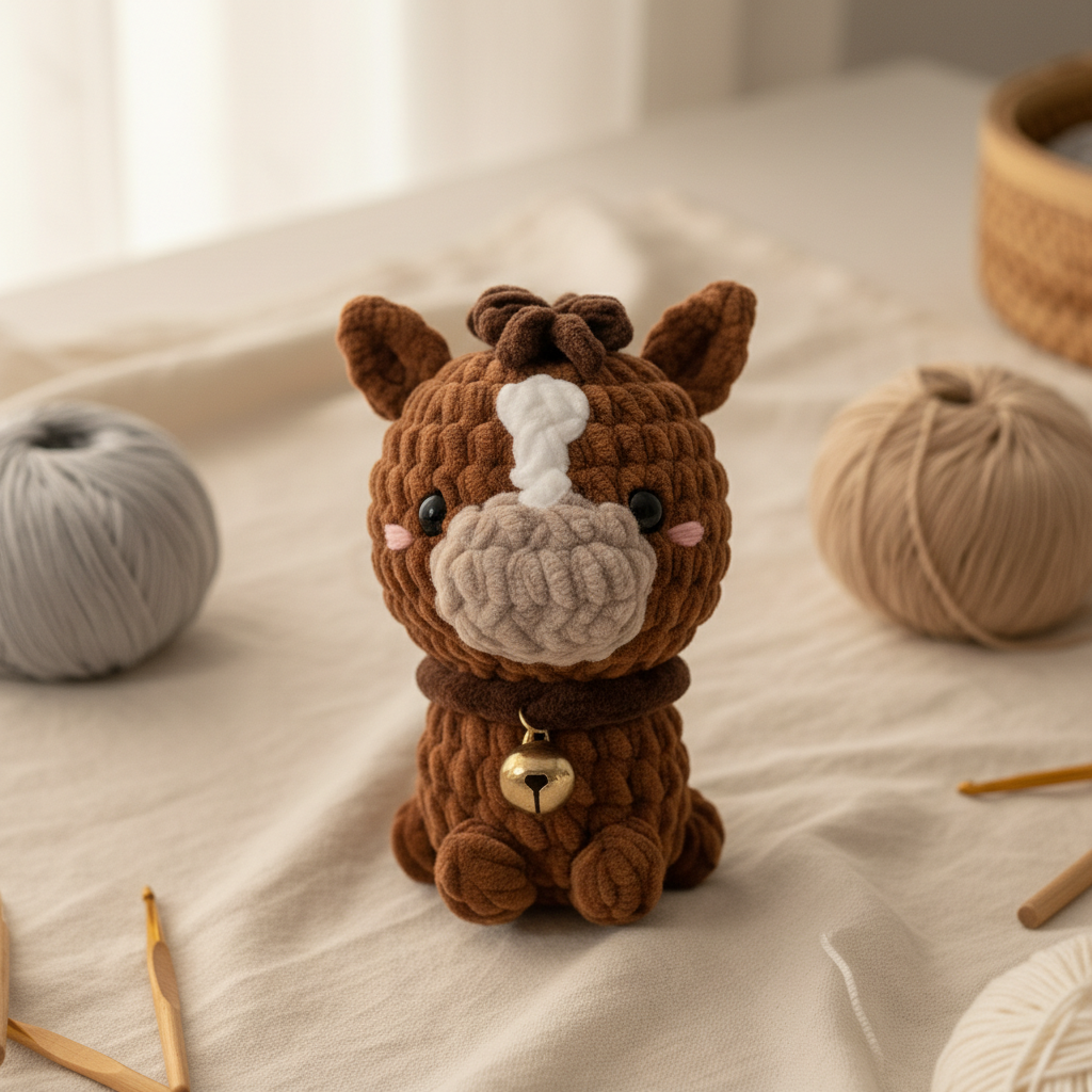 Mini Horse Crochet Pattern PDF, Cute Kawaii Horse Amigurumi, Plush Farm Animal