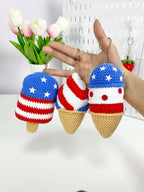 Patriotic Ice Cream Crochet Pattern: 4th of July Amigurumi Keychain (PDF Tutorial)