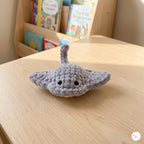 Crochet Stingray Plush, Handmade Gray Manta Ray Amigurumi, Soft Ocean Animal Stuffed Toy, Sea Life Gift, Nursery Decor