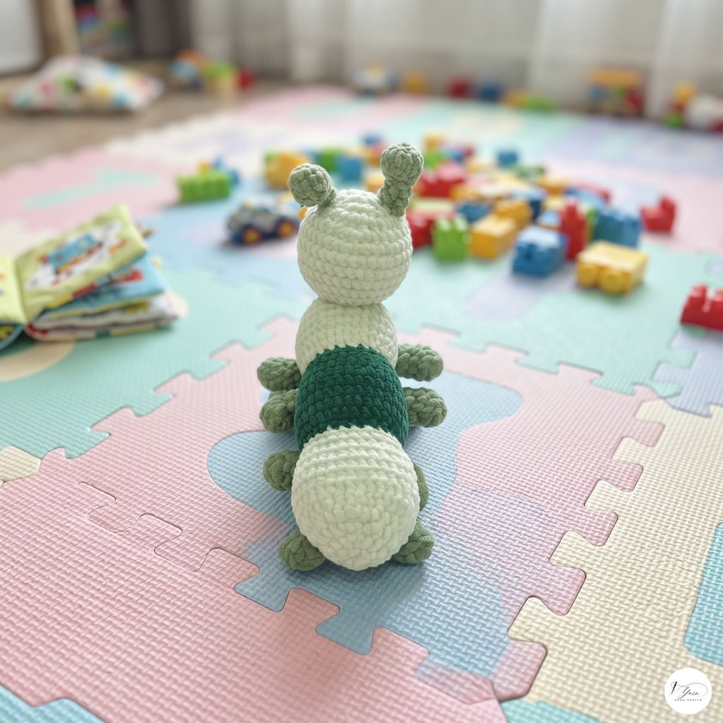 Crochet Caterpillar Plush, Handmade Green Amigurumi Bug, Soft Stuffed Insect Toy, Caterpillar Lover Gift, Nursery Decor