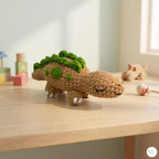 Handmade Crochet Stegosaurus Plush, Brown Green Amigurumi Dinosaur, Soft Dino Stuffed Animal, Dinosaur Lover Gift, Nursery Decor