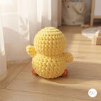 Crochet Duck Plush, Handmade Yellow Amigurumi Duck, Soft Chenille Stuffed Animal, Waving Duckling Gift, Nursery Decor