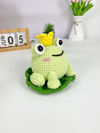 Frog Prince Crochet Pattern PDF, Amigurumi Royal Frog On Lily Pad, Cute Frog Plush Toy Tutorial For Beginners