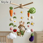Felt Garden Bunny Baby Mobile, Farm Nursery Crib Decor Baby Shower Gift