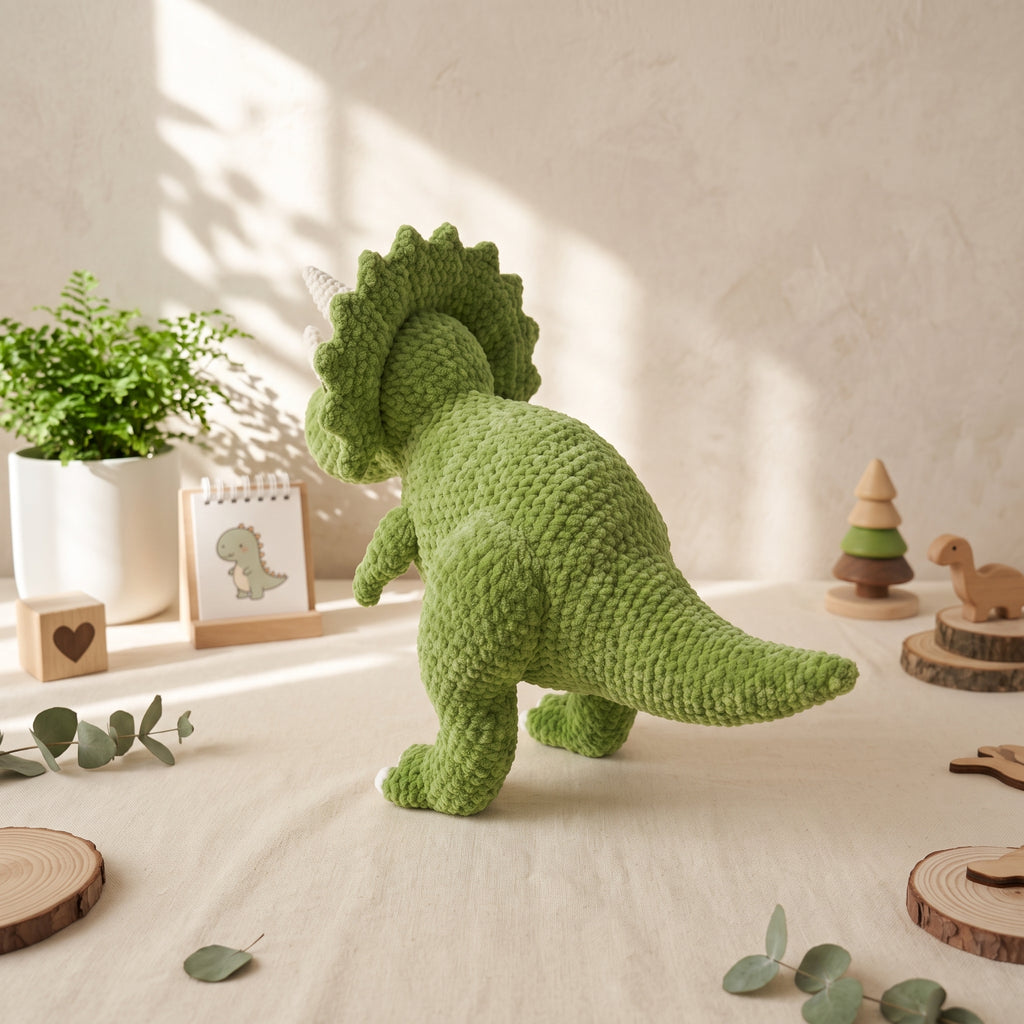 Triceratops Crochet Pattern PDF – Large Dinosaur Amigurumi Plush
