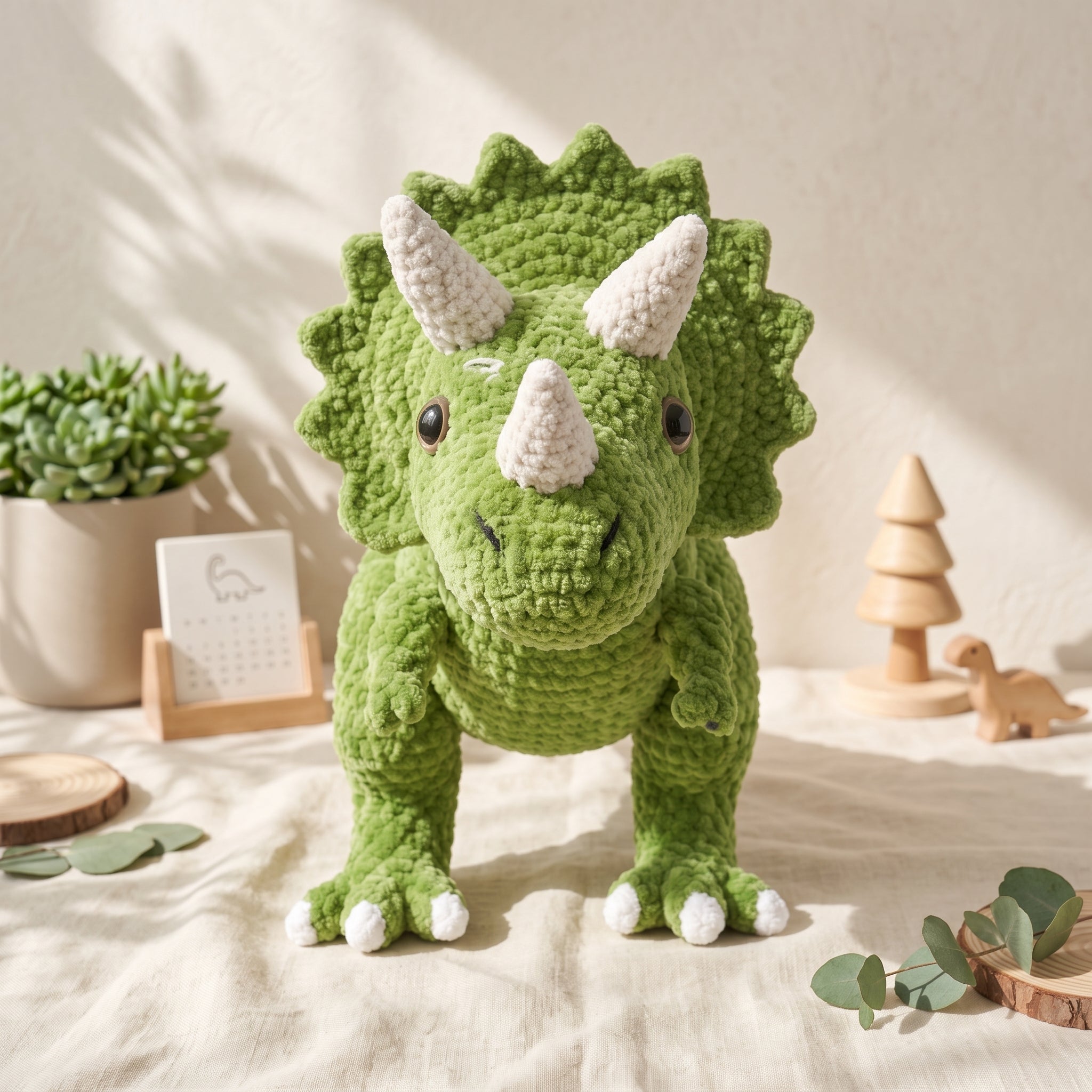 Triceratops Crochet Pattern PDF – Large Dinosaur Amigurumi Plush