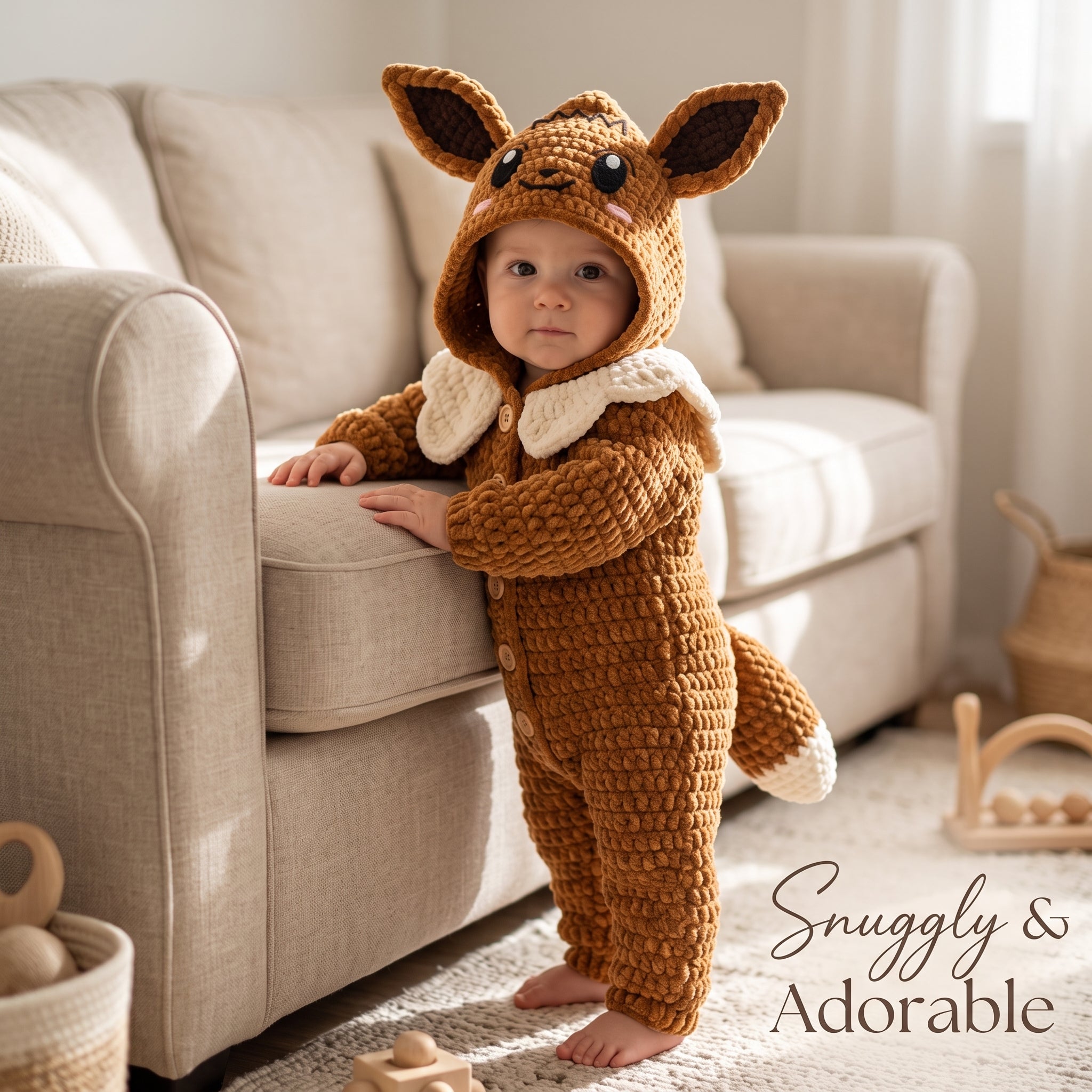 Handmade Fox Baby Romper, Crochet Woodland Animal Onesie, Brown Hooded Newborn Outfit, Baby Shower Gift, Baby Photo Prop