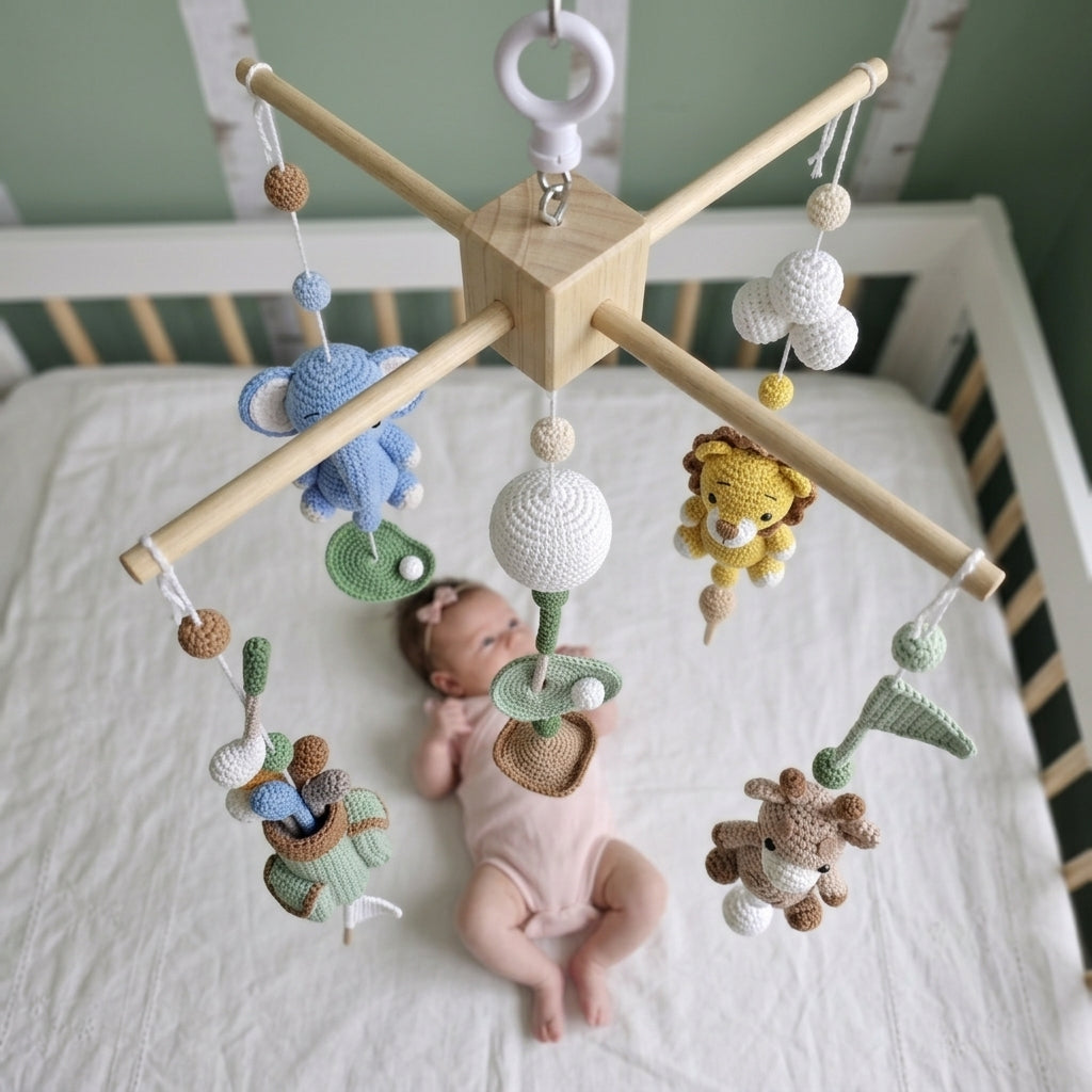 Crochet Golf Safari Baby Mobile, Golf Club Nursery Hanging, Baby Shower Gift for Boy or Girl Room