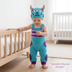 Monster Baby Outfit, Crochet Monster Romper and Hat Set, Handmade Baby Costume, Baby Shower Gift, Newborn Photo Prop Outfit
