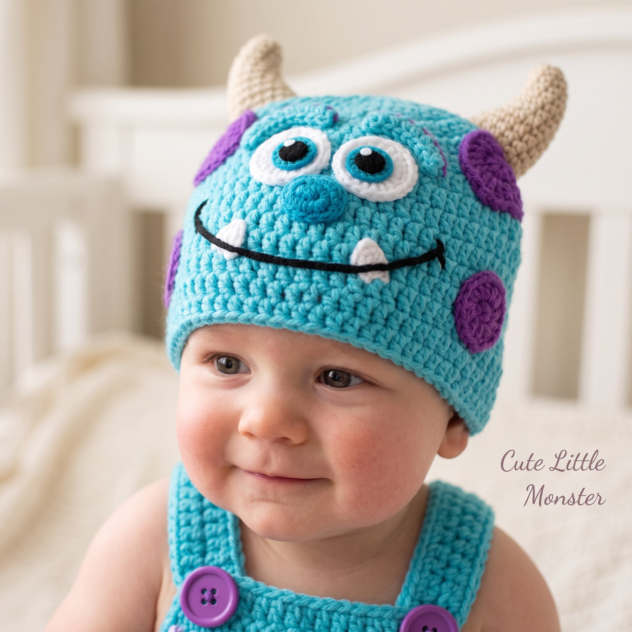 Monster Baby Outfit, Crochet Monster Romper and Hat Set, Handmade Baby Costume, Baby Shower Gift, Newborn Photo Prop Outfit