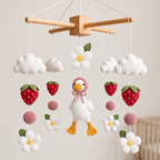 Crochet Strawberry Goose Baby Mobile