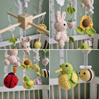 Crochet Garden Baby Mobile, Bunny Bee Ladybug Nursery Decor, Sunflower Butterfly Crib Mobile, Spring Baby Shower Gift, Newborn Decor