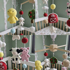 Crochet Farm Baby Mobile, Cow Pig Sheep Chick Nursery Decor, Red Barn Apple Tree Crib Mobile, Baby Shower Gift, Newborn Room Decor