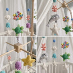Coral Reef Crochet Baby Mobile, Handmade Underwater Crib Hanging with Turtle, Octopus, Dolphin and Starfish