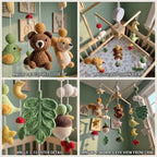 Acorn Grove Crochet Baby Mobile, Handmade Woodland Crib Hanging with Squirrel, Bear, Bird and Forest Leaves