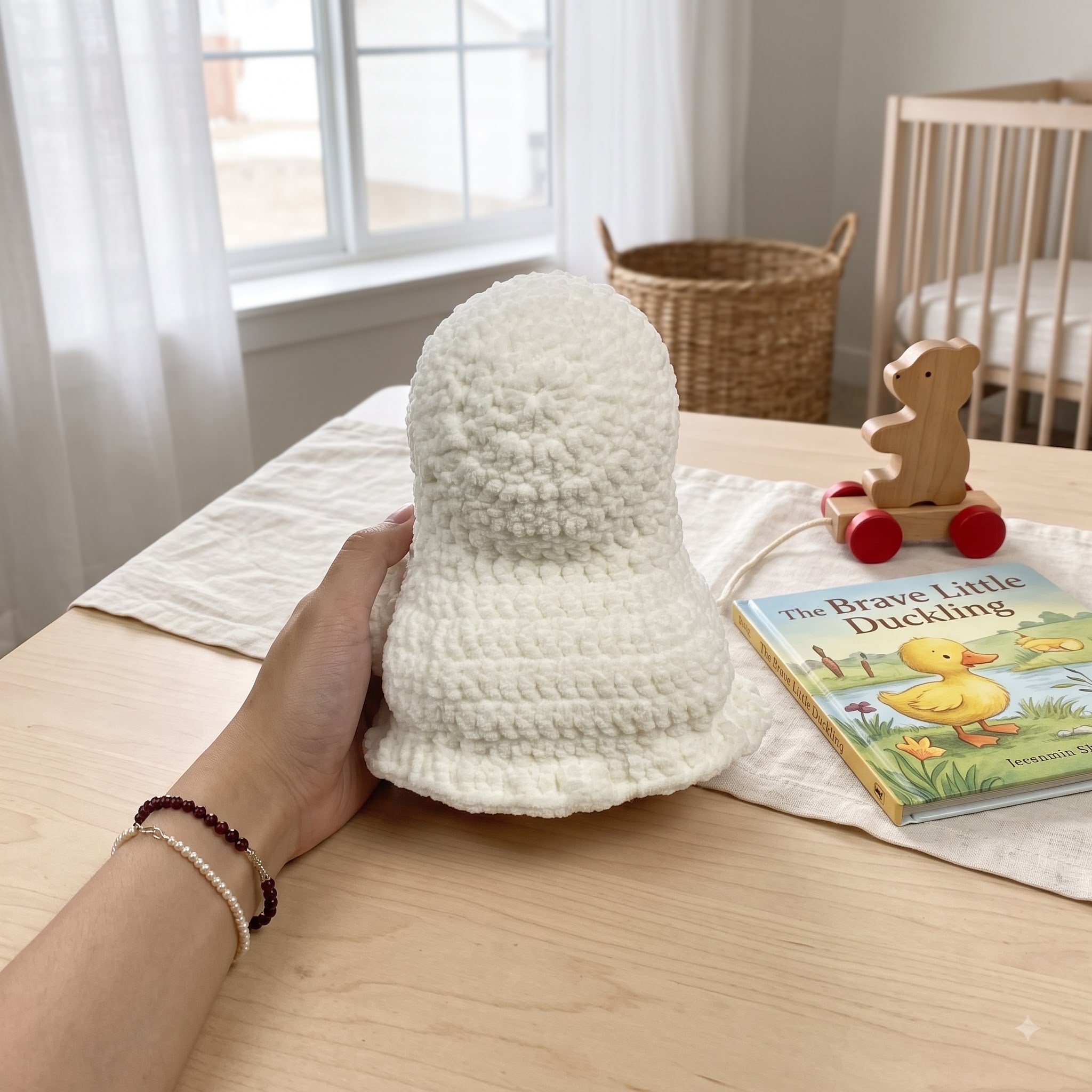 Handmade Crochet Duck Plush, White Amigurumi Duck Stuffed Animal, Soft Farm Animal Plushie, Duck Lover Gift, Cute Nursery Decor