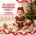 Crochet Gingerbread Baby Dress and Hat Set, Handmade Christmas Outfit, Newborn Photo Prop, First Christmas Gift for Baby Girl