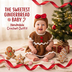Crochet Gingerbread Baby Dress and Hat Set, Handmade Christmas Outfit, Newborn Photo Prop, First Christmas Gift for Baby Girl