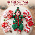 Crochet Christmas Elf Baby Outfit, Green Cardigan Pants and Hat Set, Newborn Photo Prop, First Christmas Costume, Holiday Baby Gift