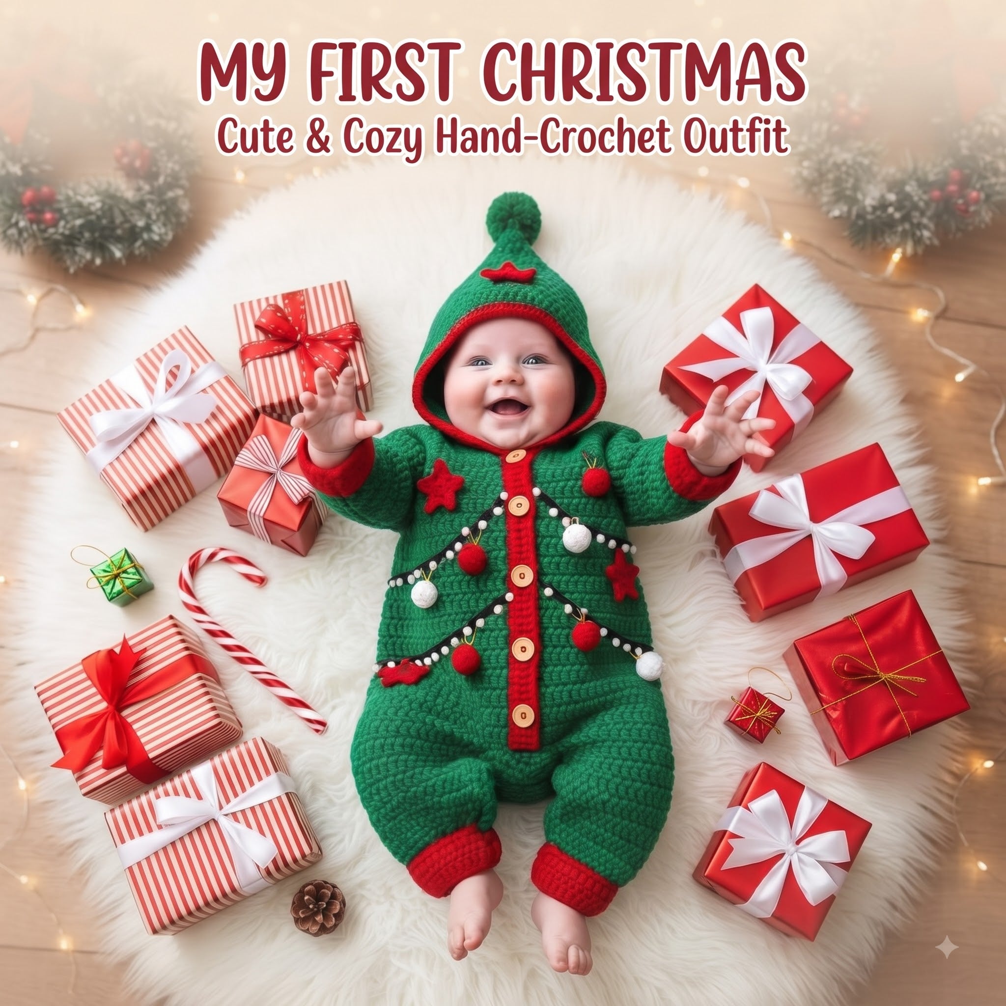 Crochet Christmas Elf Baby Outfit, Green Cardigan Pants and Hat Set, Newborn Photo Prop, First Christmas Costume, Holiday Baby Gift