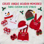 Crochet Christmas Baby Outfit, Personalized Santa Snowman Elf Romper Set, Newborn Photo Prop, First Christmas Gift