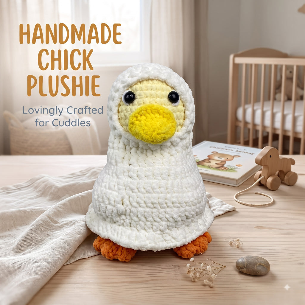 Handmade Crochet Duck Plush, White Amigurumi Duck Stuffed Animal, Soft Farm Animal Plushie, Duck Lover Gift, Cute Nursery Decor