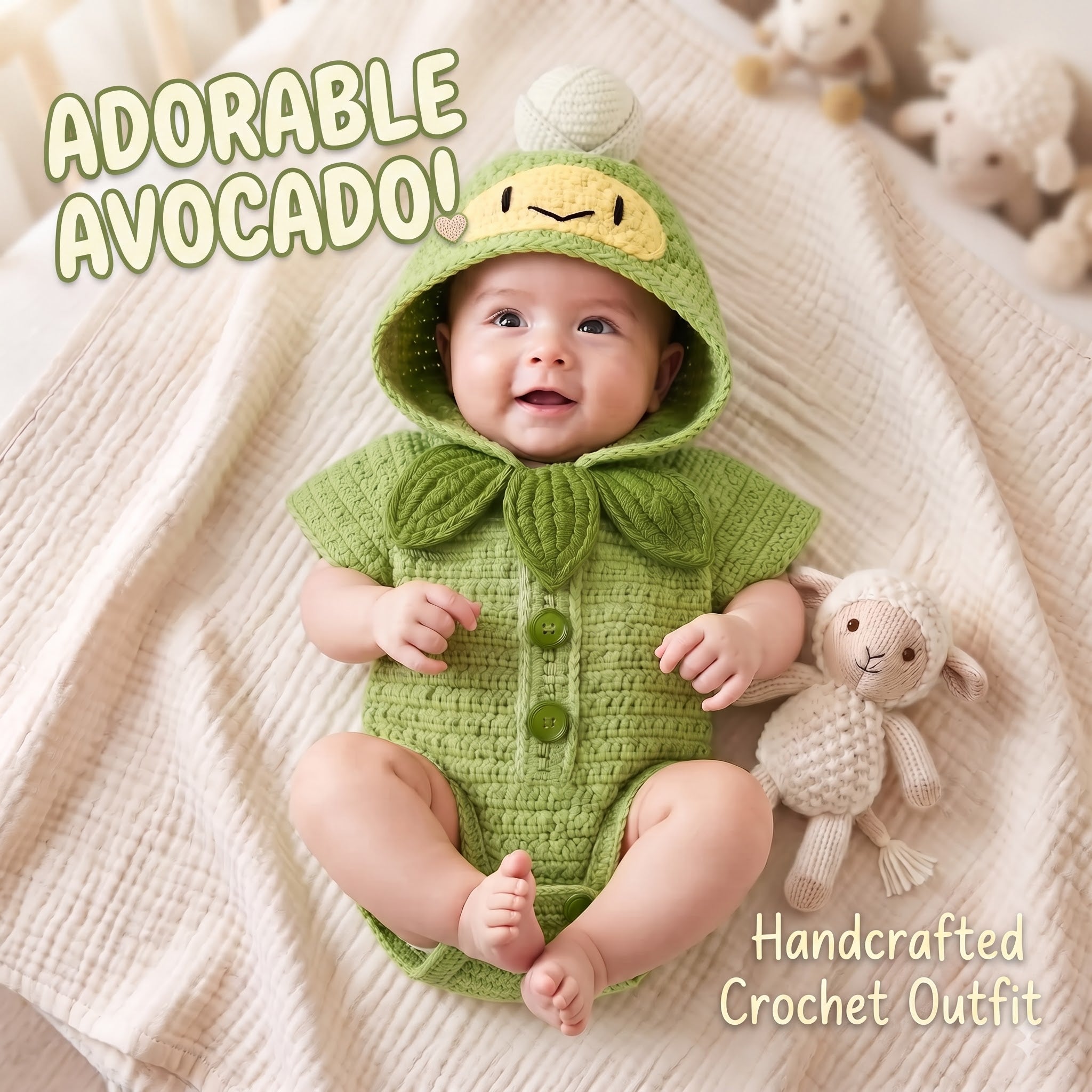 Crochet Baby Outfit, Little Sprout Green Hooded Romper, Plant Baby Costume, Newborn Photo Prop, Garden Baby Shower Gift