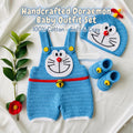 Crochet Blue Robot Cat Baby Outfit, Romper, Hat and Booties Set, Newborn Photo Prop, Anime Baby Costume, Baby Shower Gift