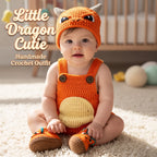 Crochet Orange Dragon Baby Outfit, Romper Hat and Booties Set, Newborn Photo Prop, Baby Halloween Costume, Baby Shower Gift