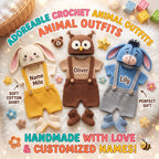 Personalized Crochet Baby Animal Outfit, Bunny Owl Donkey Set, Newborn Photo Prop, Coming Home Outfit, Baby Shower Gift