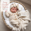 Personalized Crochet Baby Romper, Neutral Newborn Coming Home Outfit with Bow Headband, Custom Name Baby Girl Shower Gift