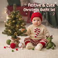 Crochet Baby Christmas Outfit, Candy Cane Sweater Set with Hat, Pants and Booties, Newborn Photo Prop, Baby’s First Christmas Gift