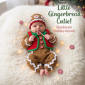 Crochet Gingerbread Baby Outfit, Christmas Romper Vest and Hat Set, Newborn Photo Prop, First Christmas Costume, Holiday Baby Gift