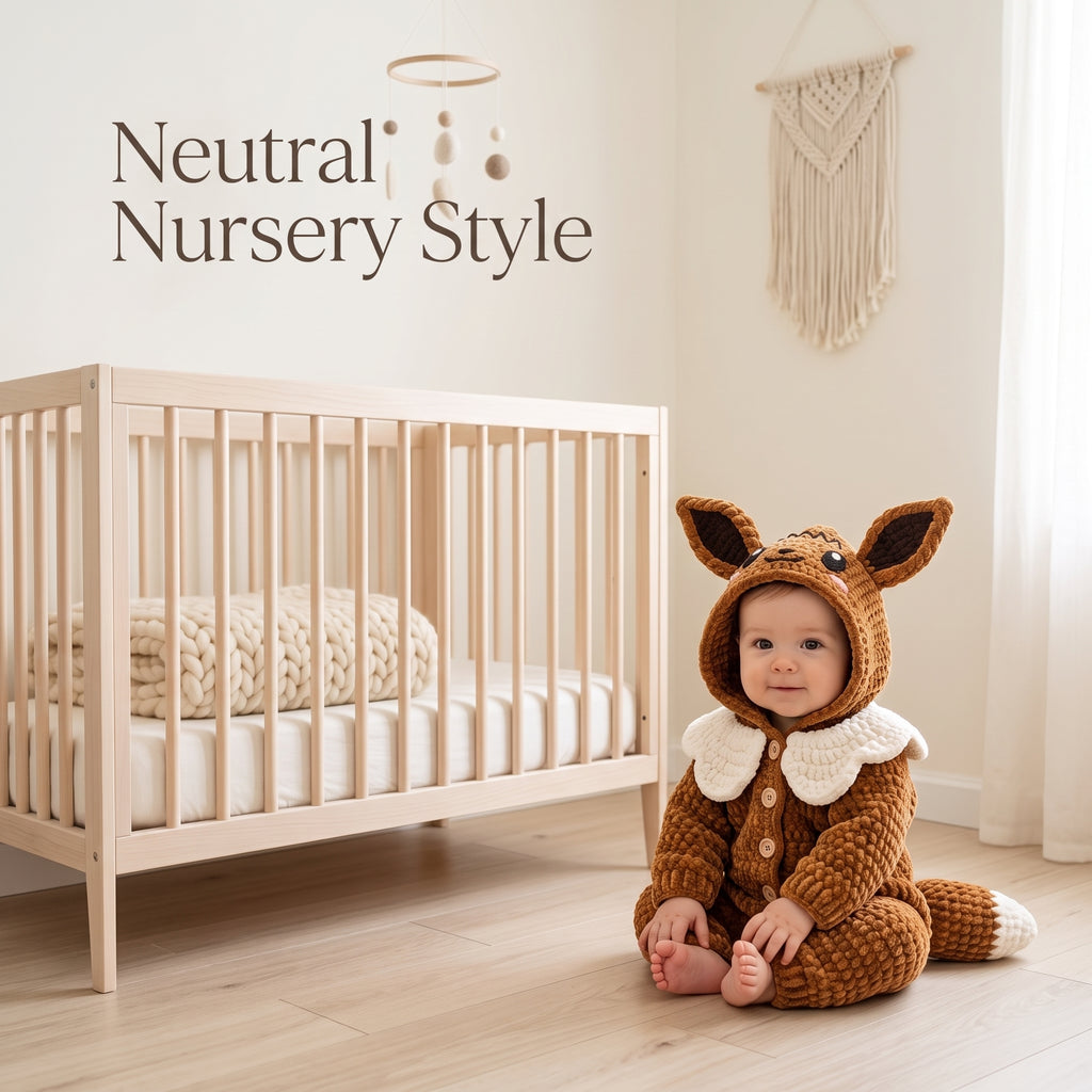 Handmade Fox Baby Romper, Crochet Woodland Animal Onesie, Brown Hooded Newborn Outfit, Baby Shower Gift, Baby Photo Prop