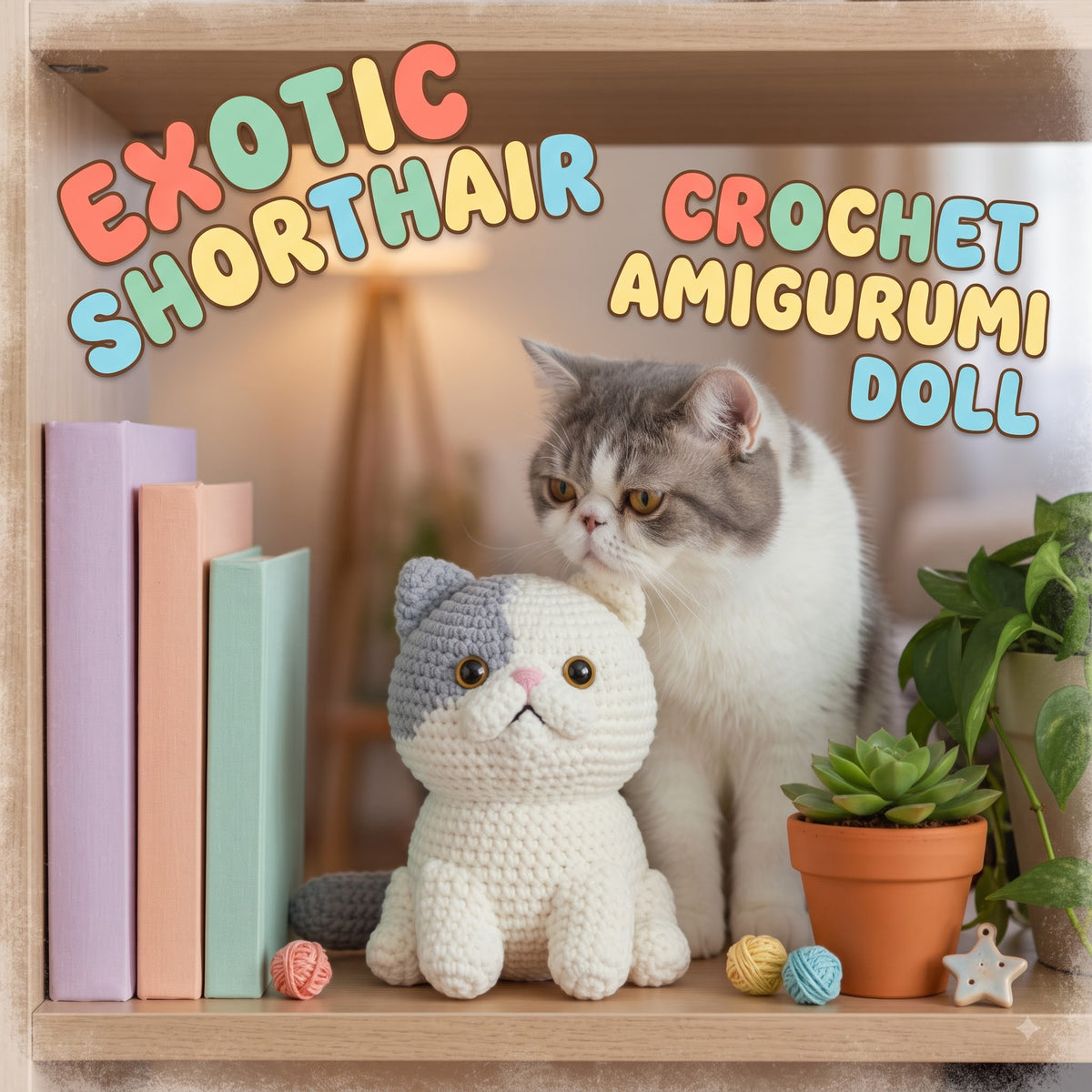 Exotic Shorthair Crochet Amigurumi Doll – Flat-Faced Handmade Cat Plush