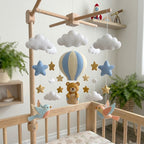 Felt Hot Air Balloon Teddy Bear Baby Mobile