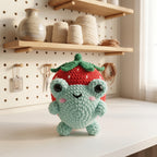 Frog Strawberry Crochet Pattern, Cute Amigurumi Frog Shaped Red Strawberry Plush Tutorial