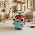 Frog Strawberry Crochet Pattern, Cute Amigurumi Frog Shaped Red Strawberry Plush Tutorial