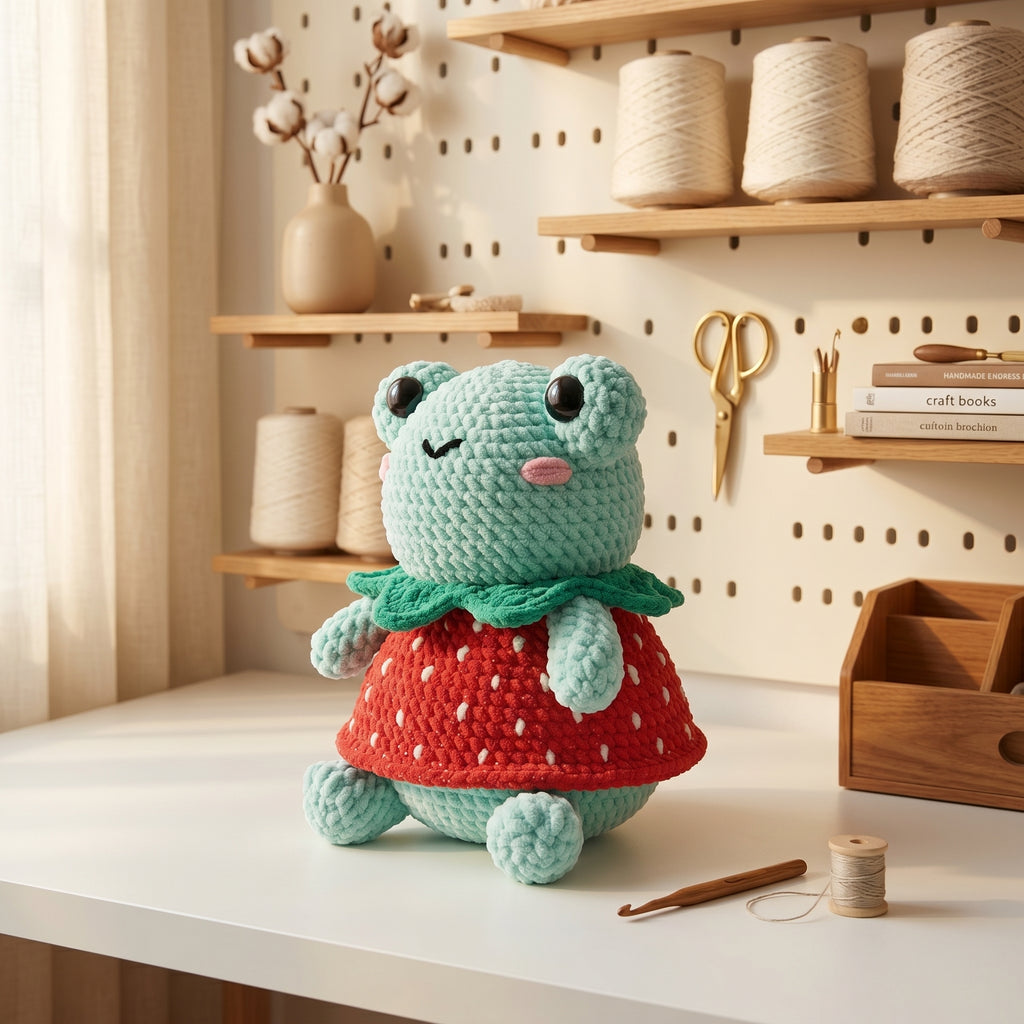 Strawberry Frog Crochet Pattern Bundle PDF, 4 Cute Amigurumi Frog Designs, Kawaii Plush Digital Download