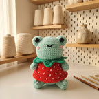 Frog Crochet Pattern, Cute Frog in Strawberry Dress Amigurumi Tutorial