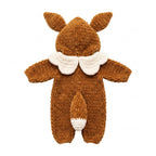 Handmade Fox Baby Romper, Crochet Woodland Animal Onesie, Brown Hooded Newborn Outfit, Baby Shower Gift, Baby Photo Prop